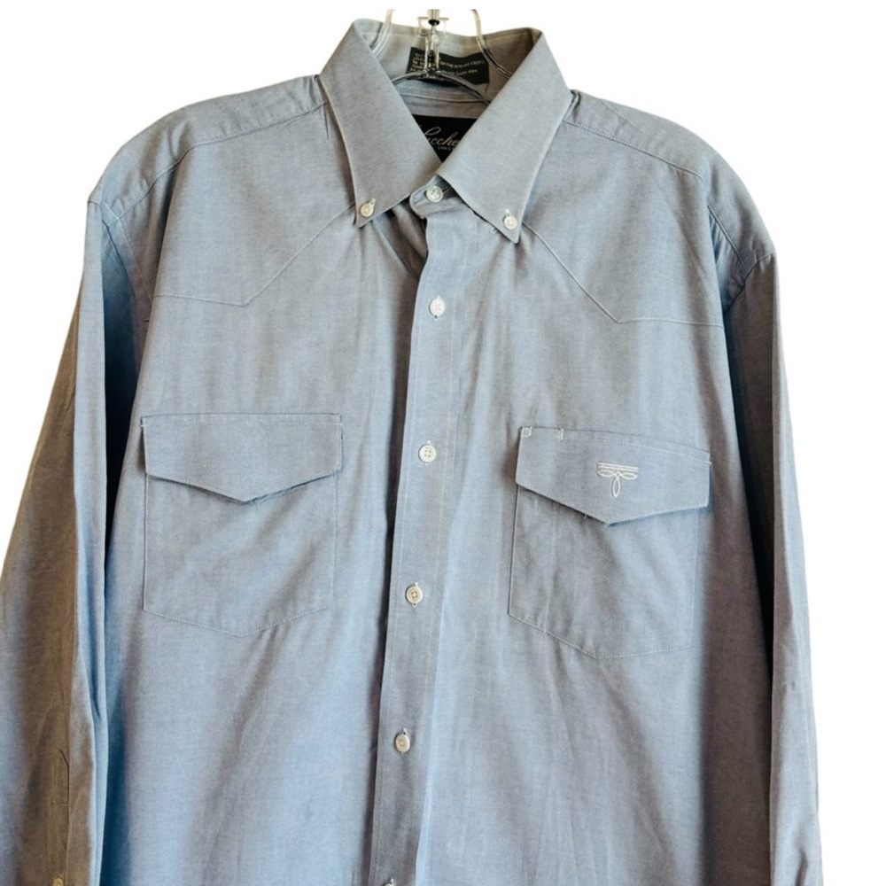 Lucchese Blue Button Down Men's Dress Shirt Long Sleeve size 15.5